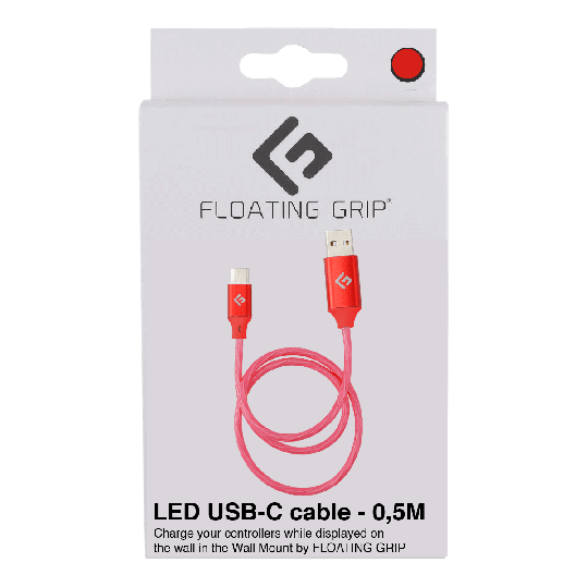 Floating Grip 0,5M LED USB-C Cable (Red)
