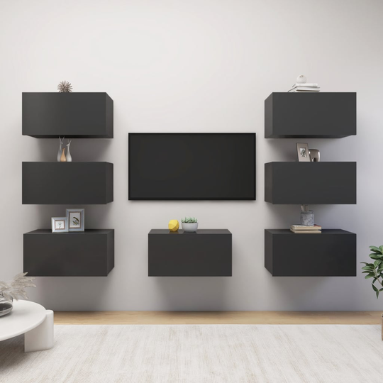 vidaXL TV-tasot 7 kpl harmaa 30,5x30x60 cm lastulevy
