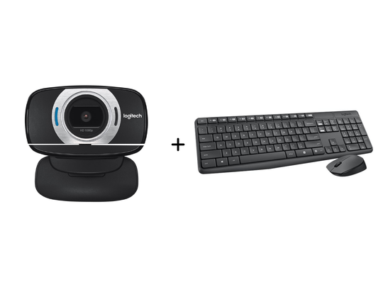 Logitech - MK235 Keyboard and Mouse + C615 USB Webcam - Bundle