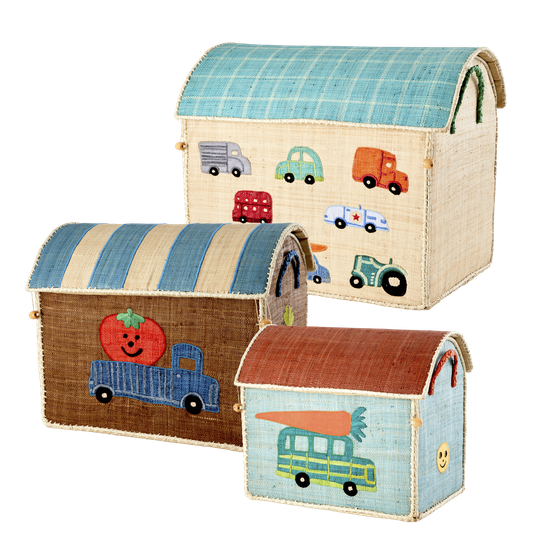 Rice - Large Set of 3 Toy Baskets - Cars