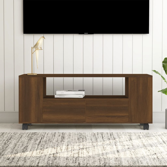 vidaXL TV-taso ruskea tammi 120x35x43 cm tekninen puu