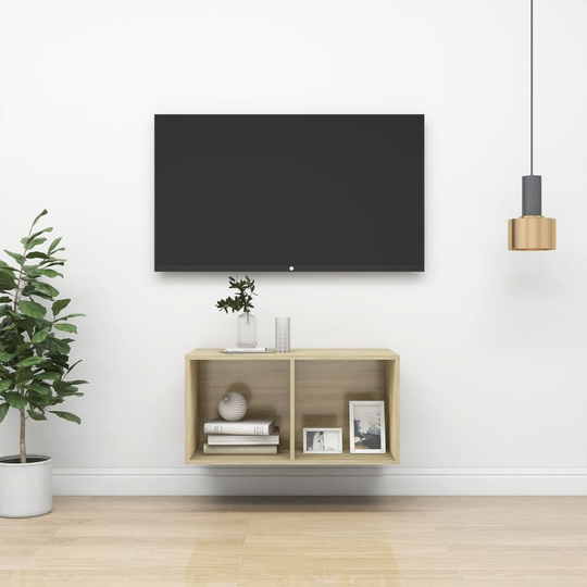 vidaXL Seinäkiinnitettävä TV-taso Sonoma-tammi 37x37x72 cm lastulevy