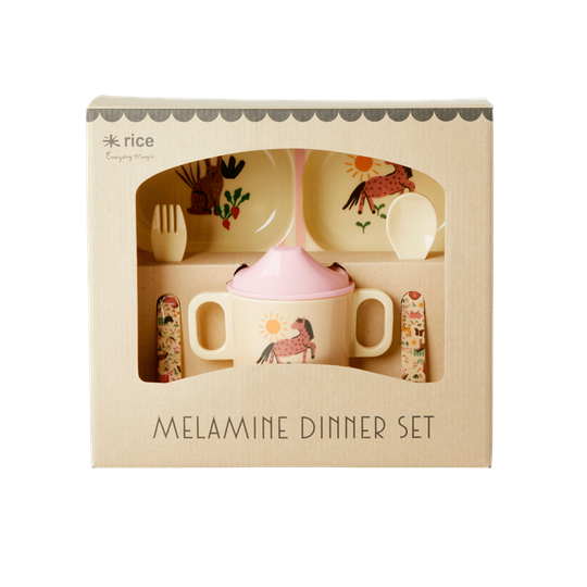 Rice - Melamine Baby Dinner Set in Gift Box Pink