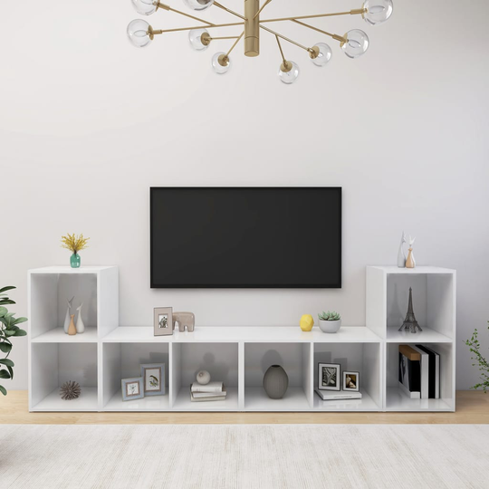 vidaXL TV-tasot 4 kpl korkeakiilto valkoinen 72x35x36,5 cm lastulevy
