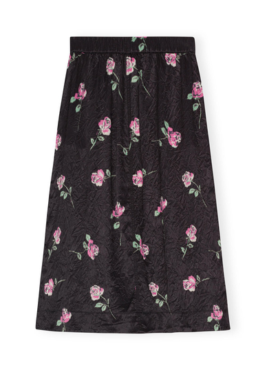 Crinkled satin elasticated -hame