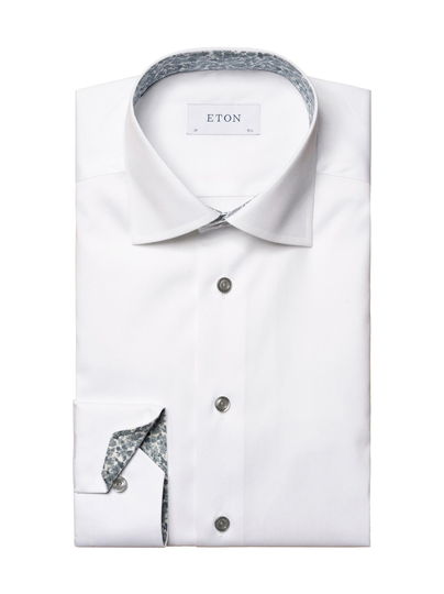 Slim fit floral print poplin -kauluspaita