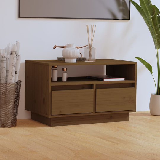 vidaXL TV-taso hunajanruskea 60x35x37 cm täysi mänty