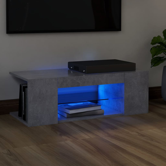 vidaXL TV-taso LED-valoilla betoninharmaa 90x39x30 cm