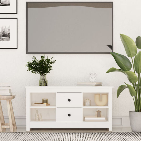 vidaXL TV-taso valkoinen 103x36,5x52 cm täysi mänty
