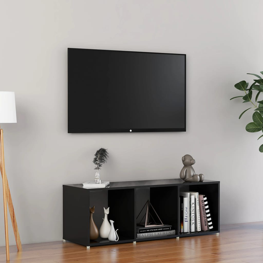 vidaXL TV-taso korkeakiilto musta 107x35x37 cm lastulevy