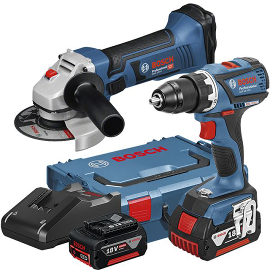 Bosch GSR 18V-EC + GWS 18-125 V-LI Työkalupaketti kulmahiomakoneen kanssa GWS 18-125 V-LI