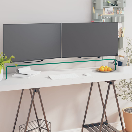 vidaXL TV-taso/Näyttöteline Kirkas lasi 110x30x13 cm