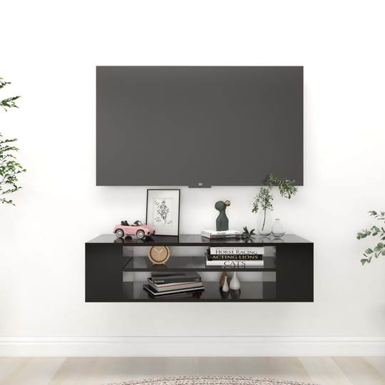 vidaXL Seinäkiinnitettävä TV-taso musta 100x30x26,5 cm lastulevy
