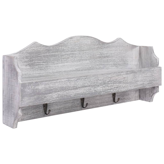 vidaXL Seinälle kiinnitettävä naulakko harmaa 50x10x23 cm puu