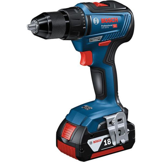 Bosch GSR 18V-55 Porakone-ruuvinväännin mukana laukku, 4,0 Ah:n akut ja laturi