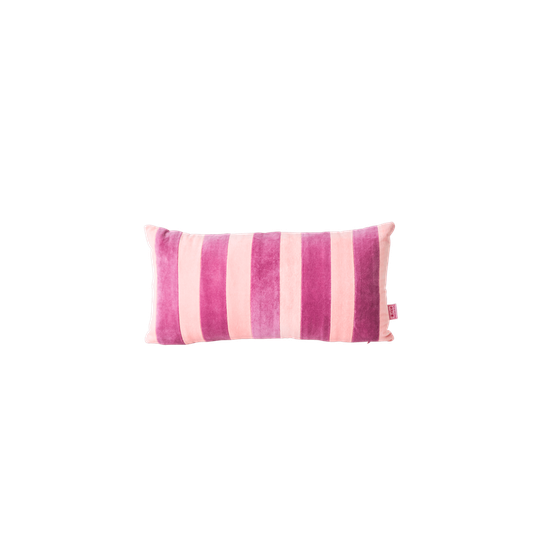 Rice - Rectangular Cushion with Pink and Purple Stripes - Small