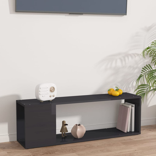 vidaXL TV-taso korkeakiilto harmaa 100x24x32 cm lastulevy