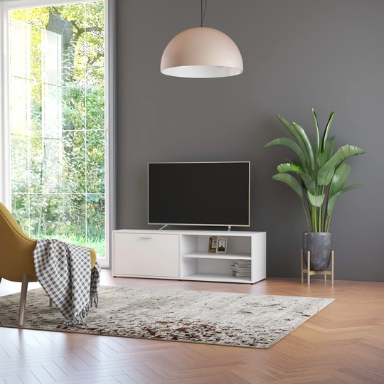 vidaXL TV-taso valkoinen 120x34x37 cm lastulevy