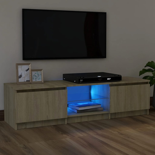 vidaXL TV-taso LED-valoilla Sonoma-tammi 120x30x35,5 cm