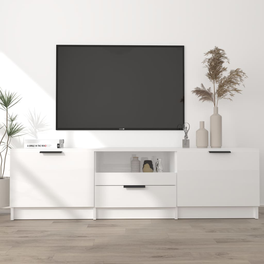 vidaXL TV-taso korkeakiilto valkoinen 140x35x40 cm tekninen puu