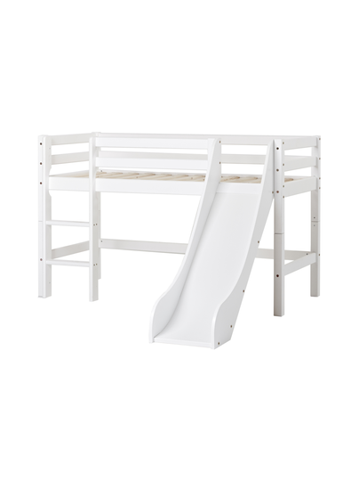 Hoppekids basic puolikorkea sänky 70x160cm liukumäellä, valkoinen
