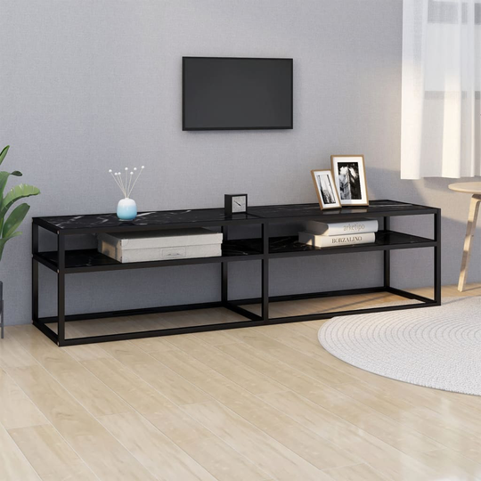 vidaXL TV-taso musta marmori 160x40x40,5 cm karkaistu lasi
