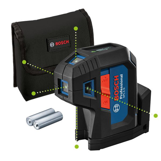Bosch GPL 5 G Pistelaser vihreä, mukana akut ja laukku