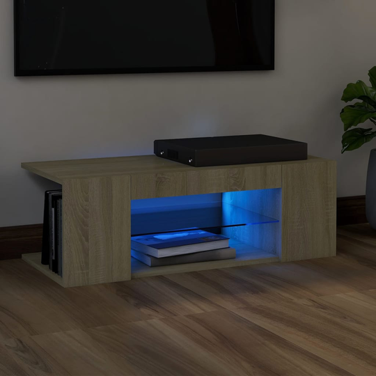 vidaXL TV-taso LED-valoilla Sonoma-tammi 90x39x30 cm