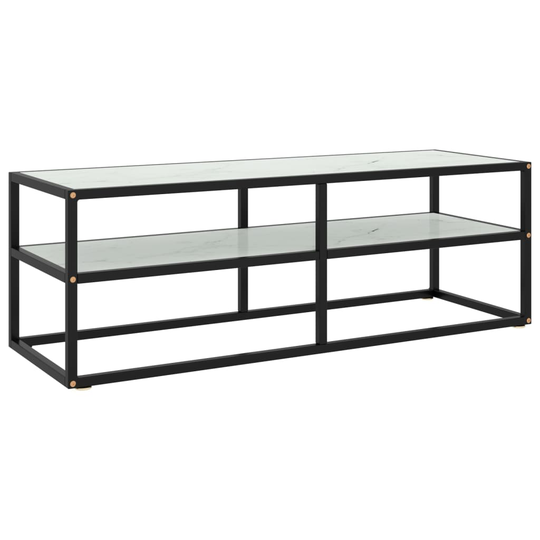 vidaXL TV-taso musta valkoisella marmorilasilla 120x40x40 cm