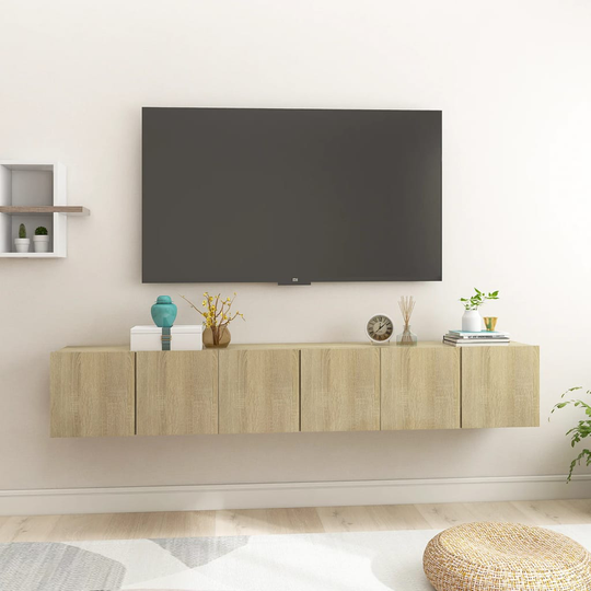 vidaXL Seinäkiinnitettävät TV-tasot 3 kpl Sonoma-tammi 60x30x30 cm
