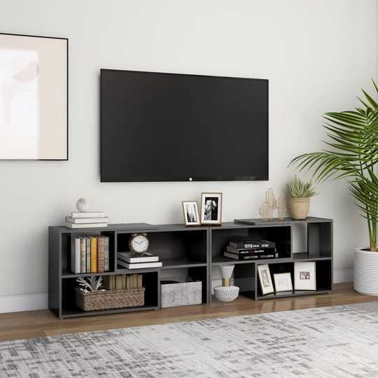 vidaXL TV-taso korkeakiilto harmaa 149x30x52 cm lastulevy