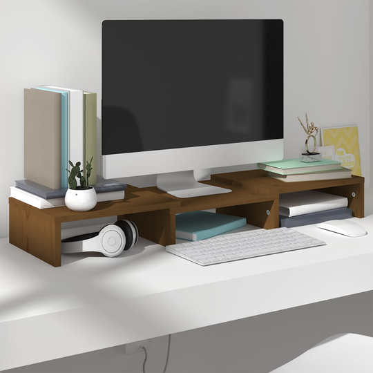 vidaXL Näyttöteline hunajanruskea 60x24x10,5 cm täysi mänty