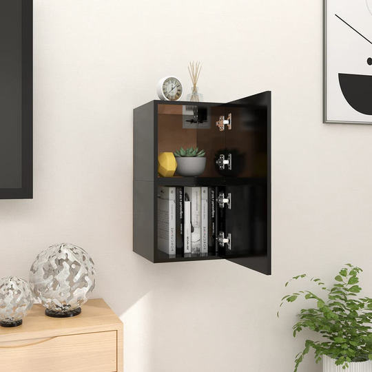 vidaXL Seinäkiinnitettävät TV-tasot 2 kpl musta 30,5x30x30cm