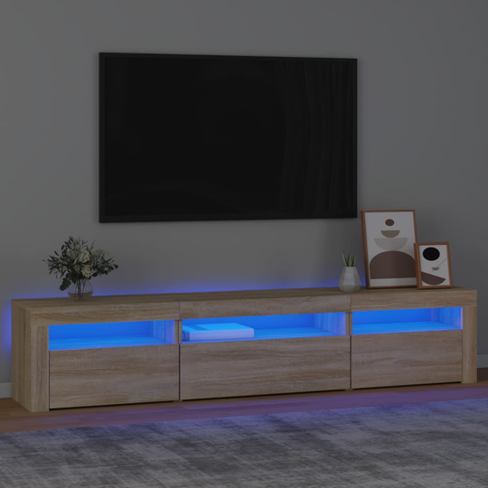 vidaXL TV-taso LED-valoilla Sonoma-tammi 195x35x40 cm