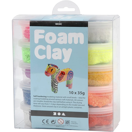 Foam Clay - helmimassa, 10x35 g, värilajitelma