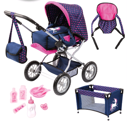 Bayer - Dolls Pram Combi Set - Grande - Navy (15054AB)
