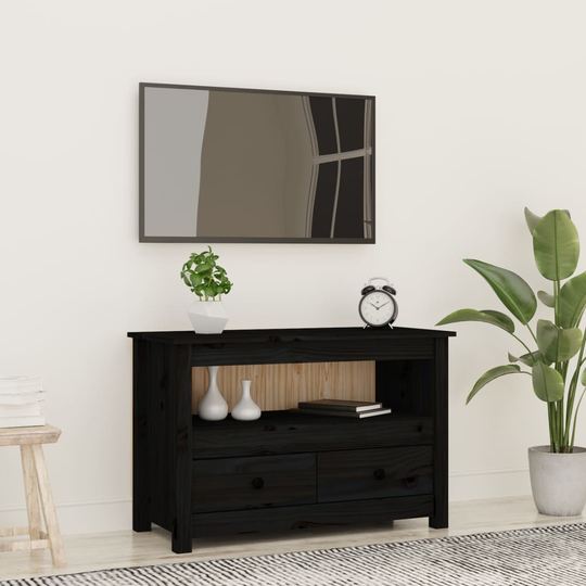 vidaXL TV-taso musta 79x35x52 cm täysi mänty