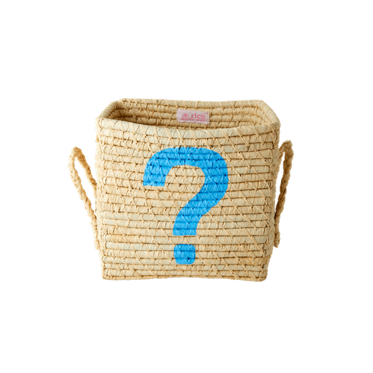 Rice - Small Square Raffia Basket - Blue ?