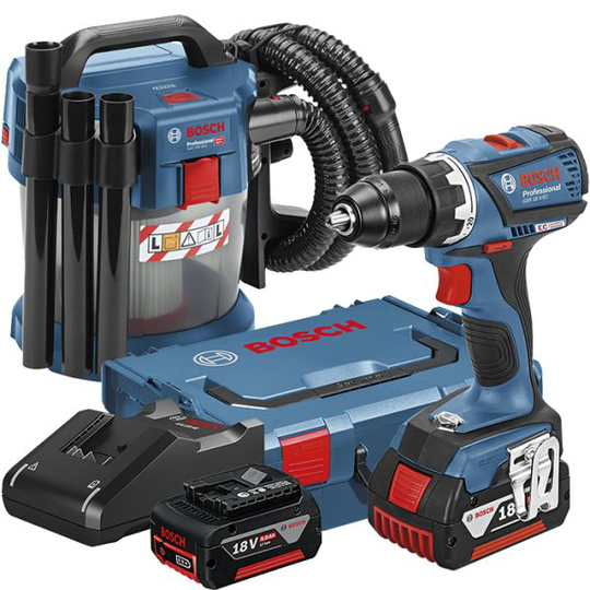 Bosch GSR 18V-EC + GAS 18V-10 L Työkalupaketti pölynimurin kanssa GAS 18V-10 L