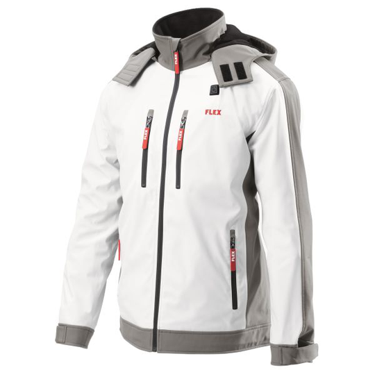 Flex TJH Lämpötakki valkoinen, softshell, ilman akkua ja laturia M