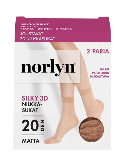 Silky 3d 20 den -nilkkasukat 2-pack