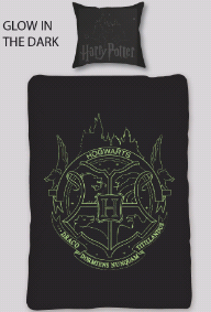 Bed Linen - Adult Size 140 x 200 cm - Glow in The Dark - Harry Potter (HP035- CS)